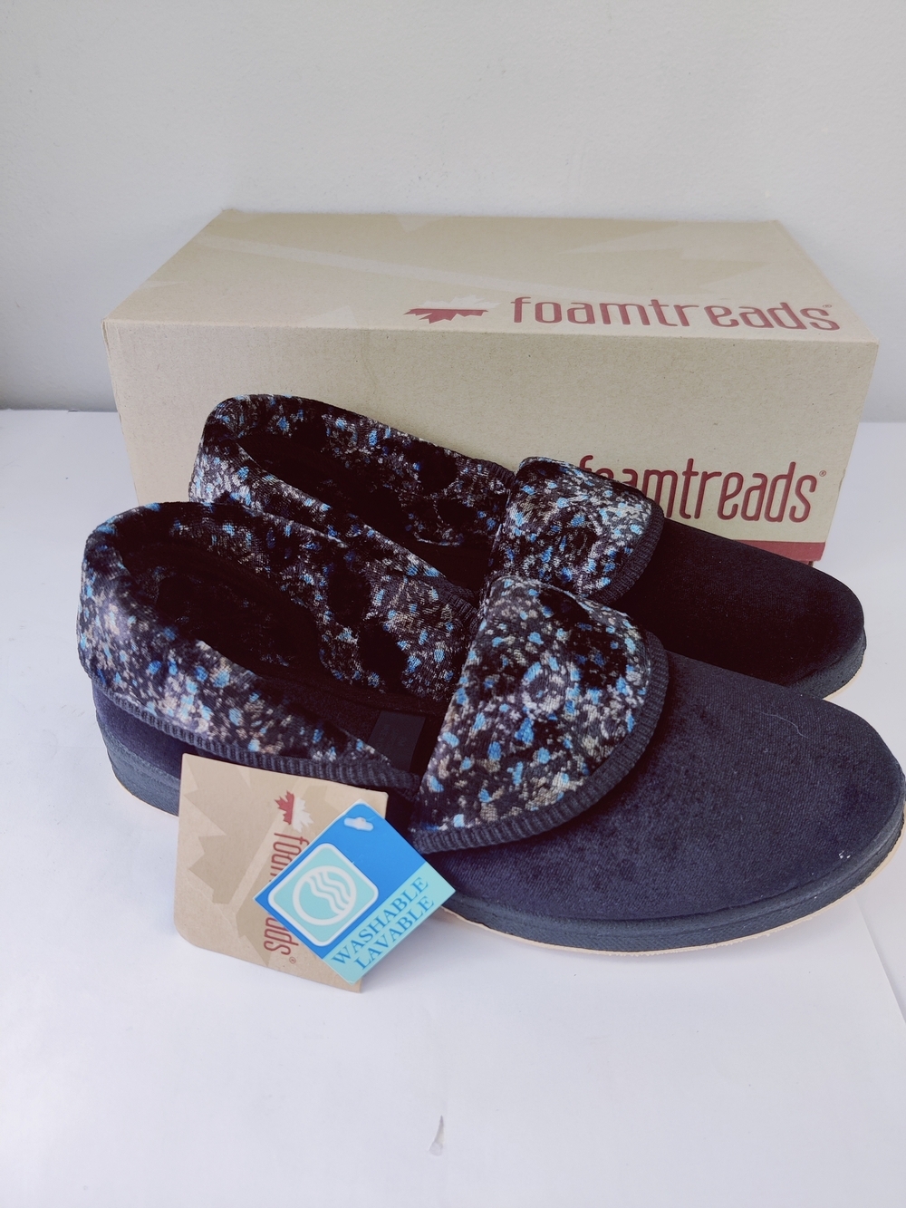 Foamtreads Sapporo Slippers Womens 8 Black Washable NWT Comfort Shoes